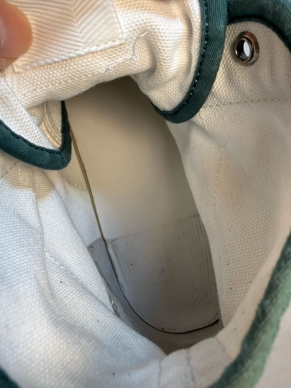 Gucci White High-Top Canvas Sneakers with Green Trim and Red-Black Stripe - Picture 6 of 12